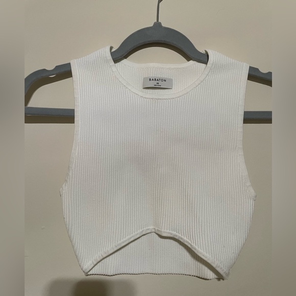 Babaton White Ribbed Sleeveless Top - Picture 2 of 4